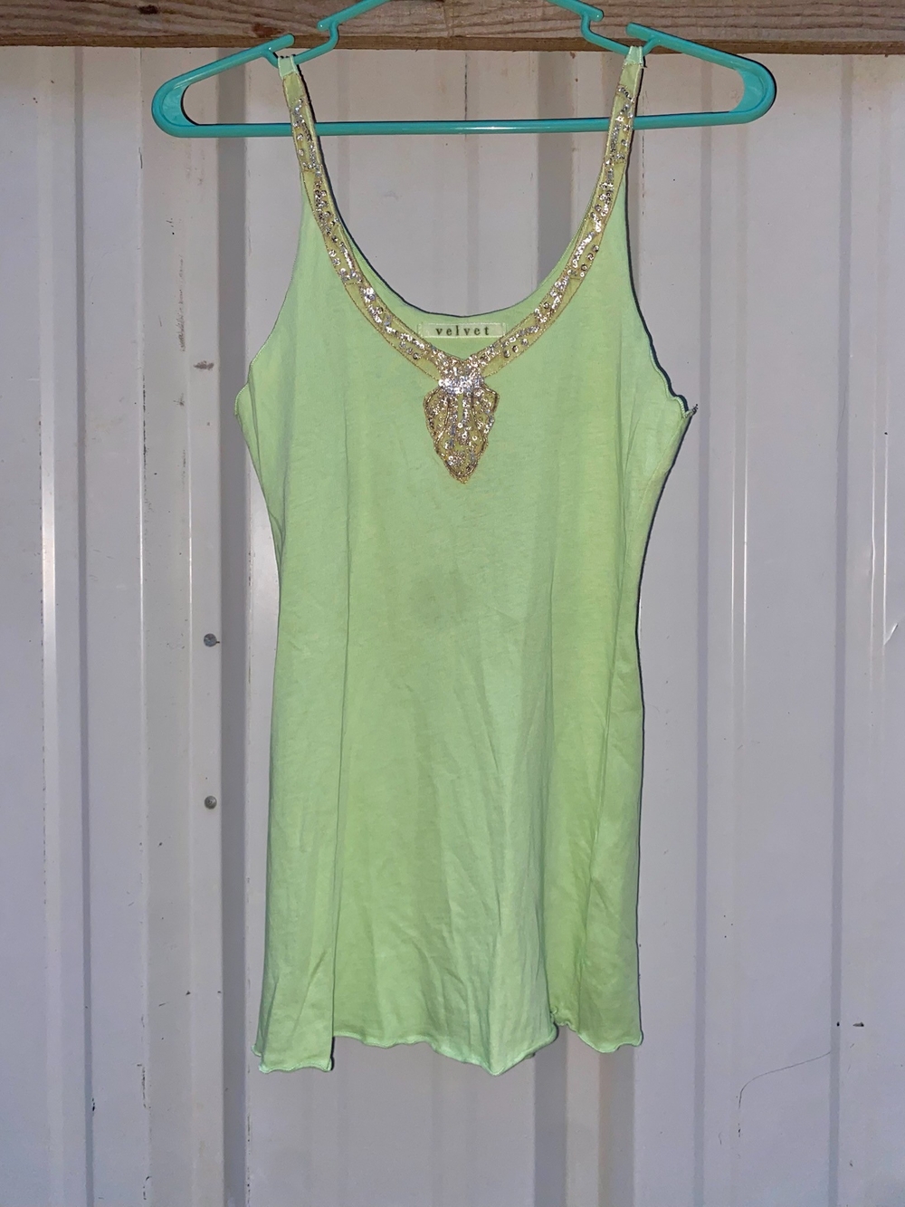 Velvet by Graham & Spencer Lime Green Embellished Tank